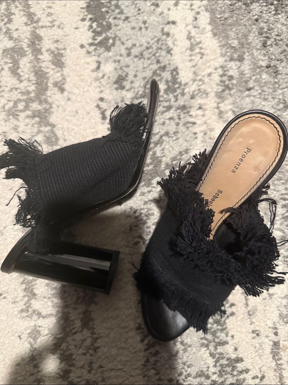 Proenza Schouler Black Canvas Fringe Mules 37